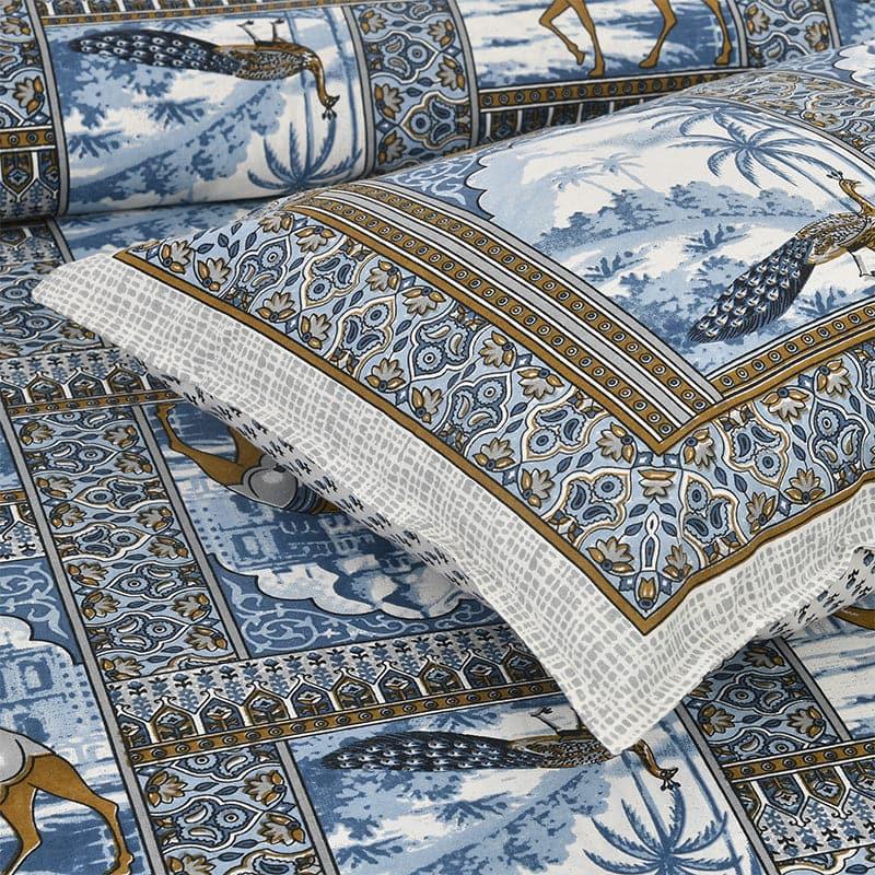 Buy Bedsheets - Niran Royal Courtyard Bedsheet - Blue at Vaaree online