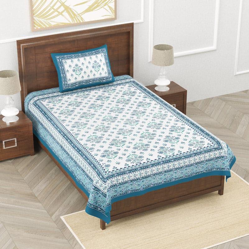 Bedsheets - Noelle Printed Bedsheet - Blue