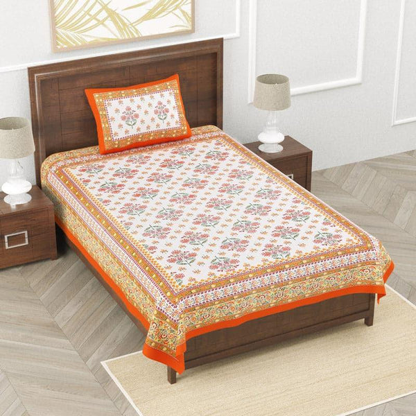 Buy Noelle Printed Bedsheet - Orange Bedsheets from Vaaree