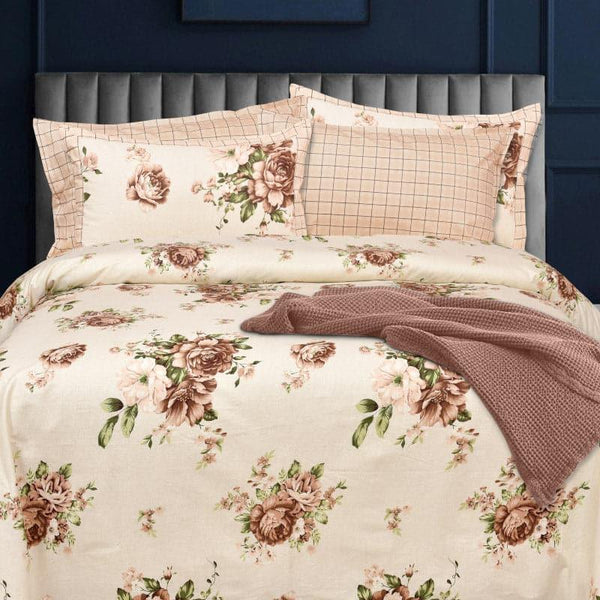 Bedsheets - Noha Floral Bedsheet - Beige