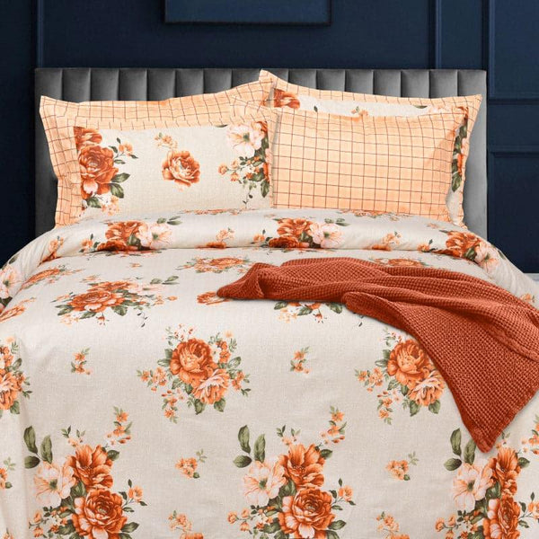 Buy Noha Floral Bedsheet - Orange Bedsheets from Vaaree