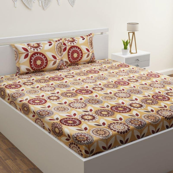 Buy Oda Floral Bedsheet - Beige Bedsheets from Vaaree