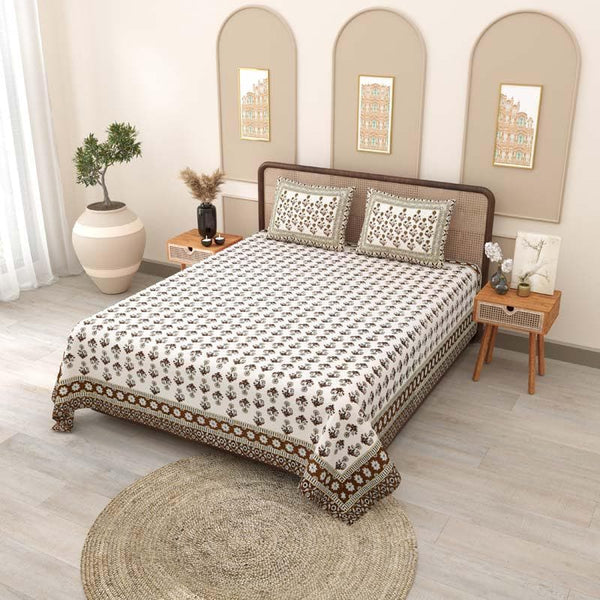 Buy Bedsheets - Oishi Printed Bedsheet - Brown at Vaaree online