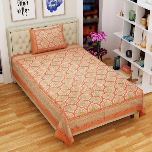 Buy Orange Ethnic Bedsheet Bedsheets from Vaaree