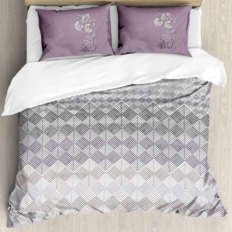 Buy Ozena Geometric Bedsheet - Grey & Lilac Bedsheets from Vaaree