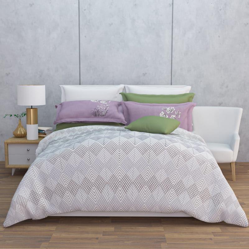 Buy Ozena Geometric Bedsheet - Grey & Lilac Bedsheets from Vaaree