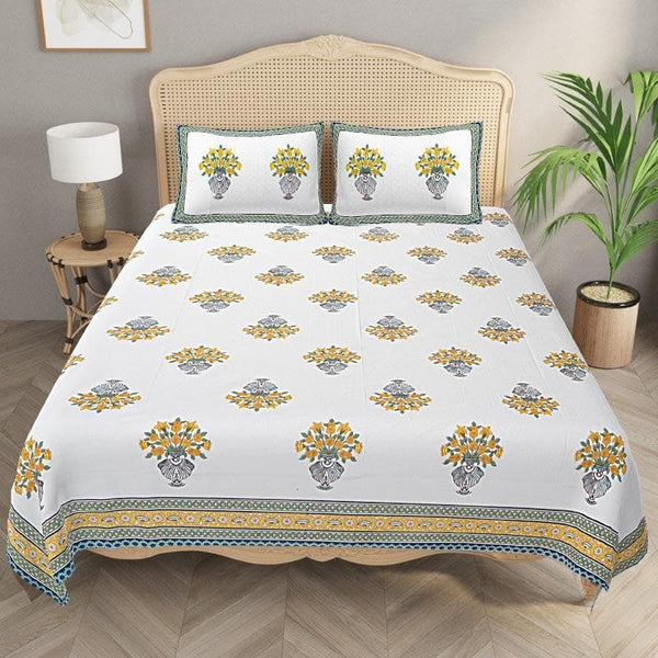 Buy Palace Florist Bedsheet - Yellow Bedsheets from Vaaree