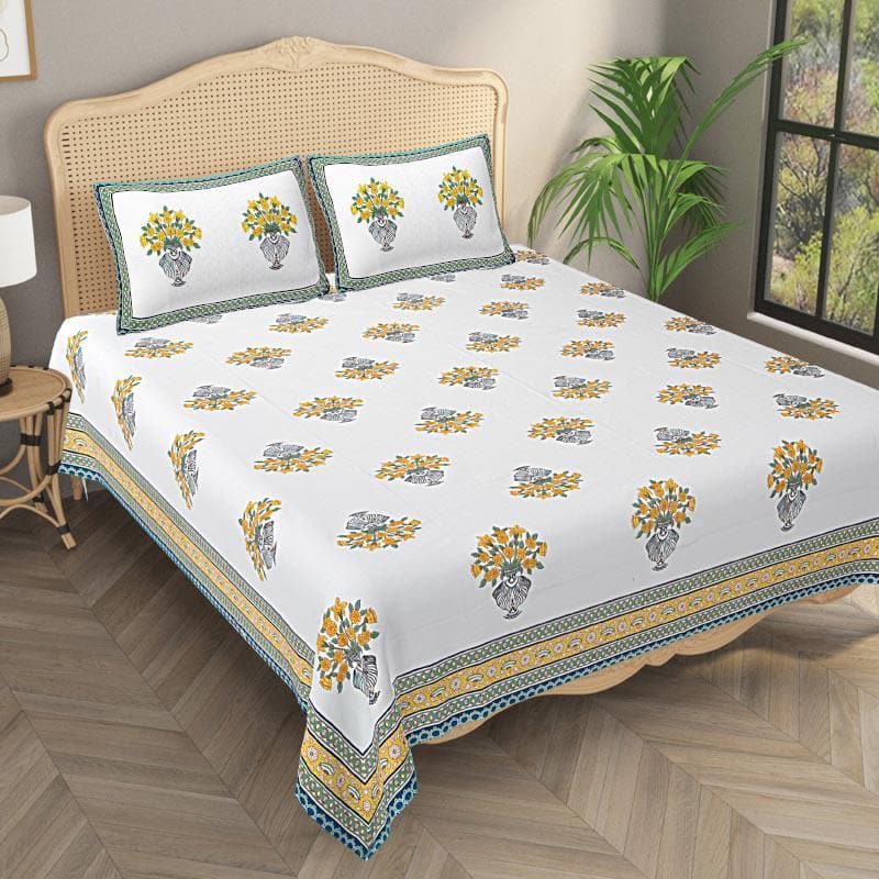 Buy Palace Florist Bedsheet - Yellow Bedsheets from Vaaree