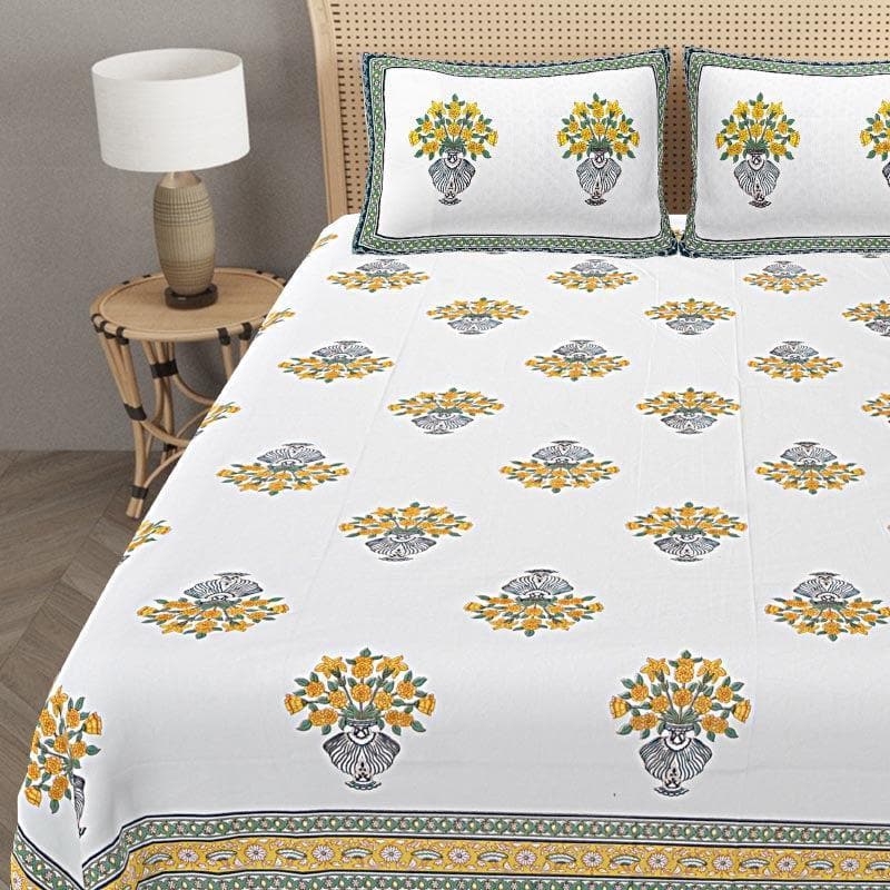 Buy Palace Florist Bedsheet - Yellow Bedsheets from Vaaree