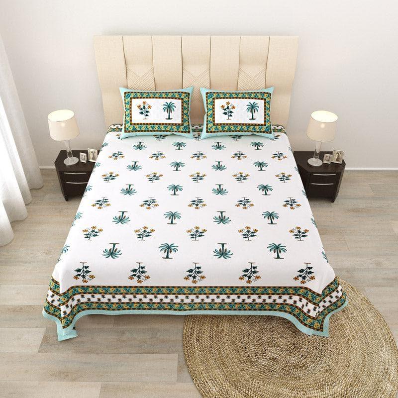 Buy Palm Fields Printed Bedsheet - Green Bedsheets from Vaaree