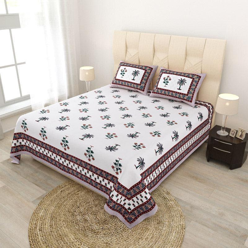 Buy Palm Fields Printed Bedsheet - Maroon Bedsheets from Vaaree