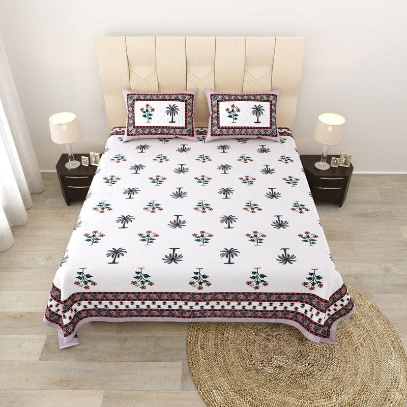 Buy Palm Fields Printed Bedsheet - Maroon Bedsheets from Vaaree