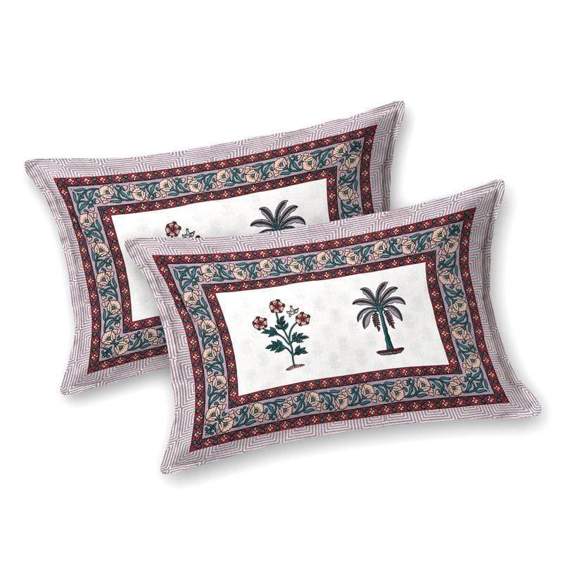 Buy Palm Fields Printed Bedsheet - Maroon Bedsheets from Vaaree