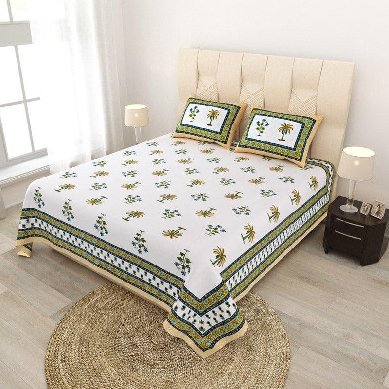 Buy Palm Fields Printed Bedsheet - Yellow Bedsheets from Vaaree