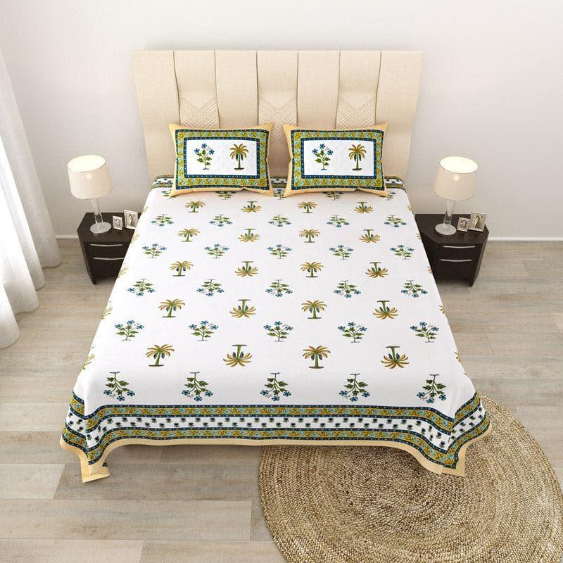 Buy Palm Fields Printed Bedsheet - Yellow Bedsheets from Vaaree