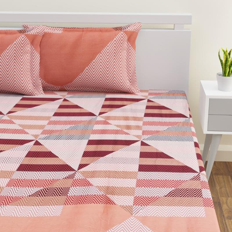 Bedsheets - Pampee Printed Bedsheet - Coral