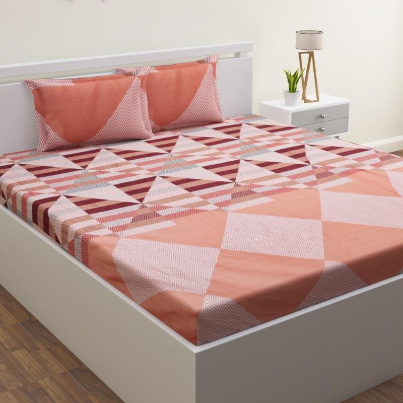 Bedsheets - Pampee Printed Bedsheet - Coral