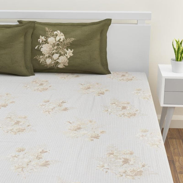 Buy Paridhi Printed Bedsheet - Olive Bedsheets from Vaaree