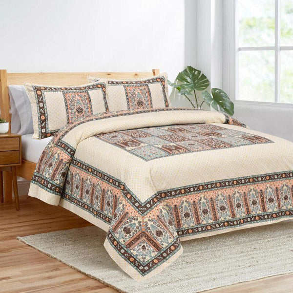 Bedsheets - Parth Ethnic Bedsheet - Peach