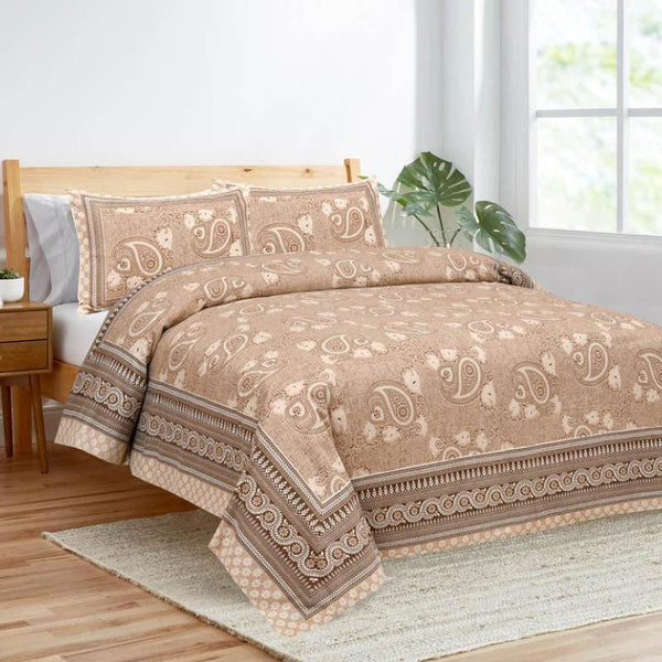 Bedsheets - Petals & Paisleys Bedsheet - Brown