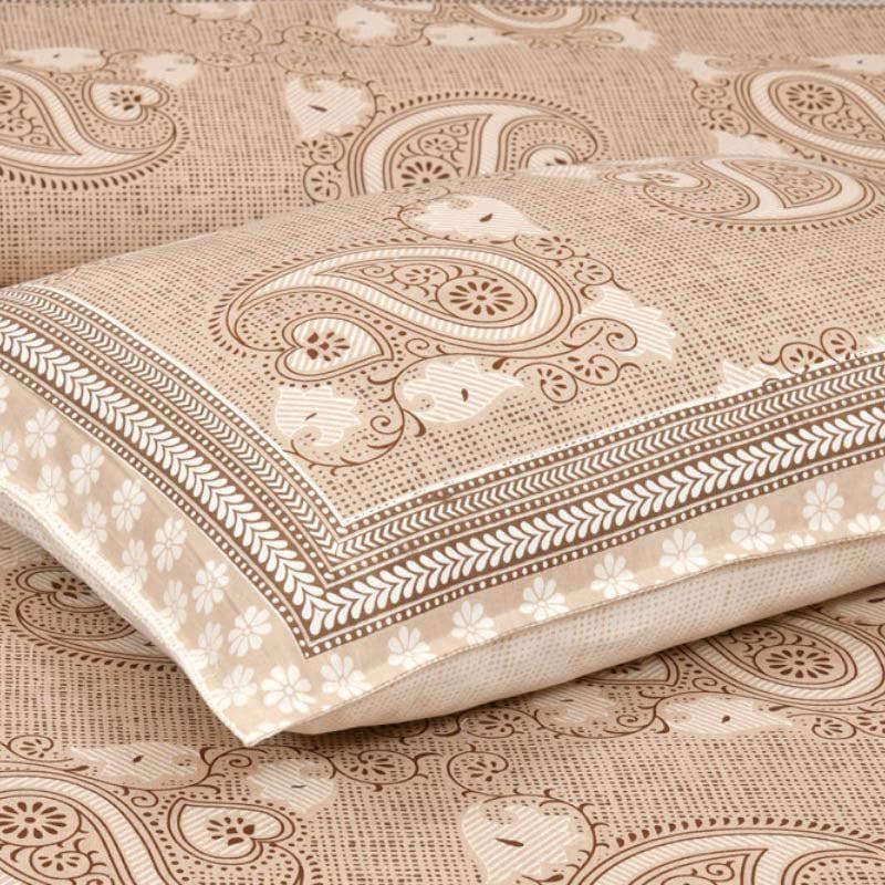 Bedsheets - Petals & Paisleys Bedsheet - Brown