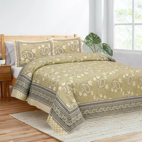 Buy Bedsheets - Petals & Paisleys Bedsheet- Yellow at Vaaree online