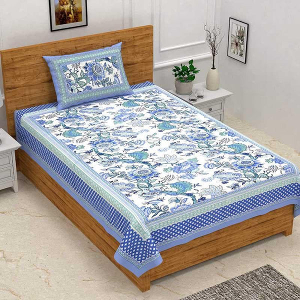 Buy Posy Revelry Bedsheet - Blue Bedsheets from Vaaree