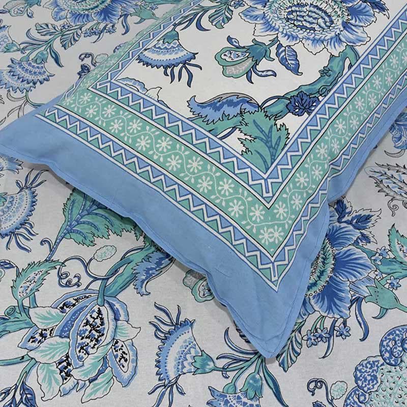 Buy Posy Revelry Bedsheet - Blue Bedsheets from Vaaree