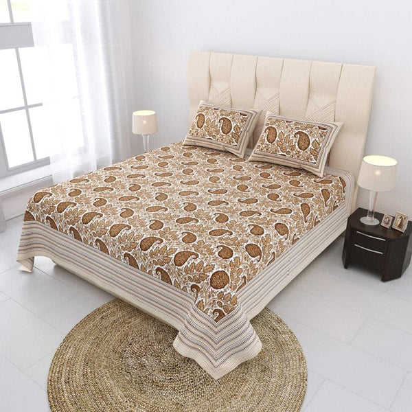 Buy Pratyusha Printed Bedsheet - Brown Bedsheets from Vaaree