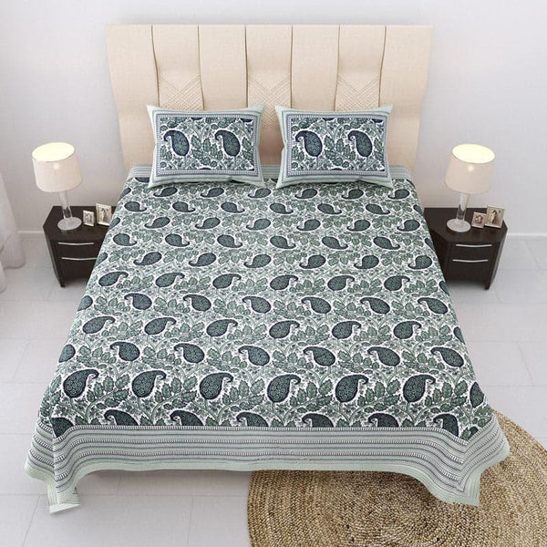 Buy Pratyusha Printed Bedsheet - Dark Green Bedsheets from Vaaree