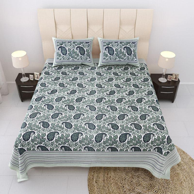 Buy Pratyusha Printed Bedsheet - Dark Green Bedsheets from Vaaree