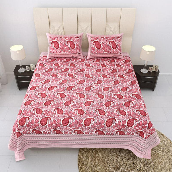 Bedsheets - Pratyusha Printed Bedsheet - Pink