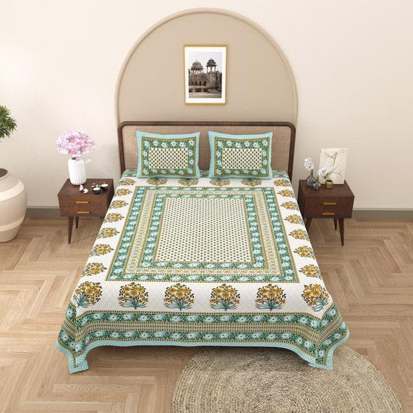 Buy Prerna Ethnic Printed Bedsheet - Green Bedsheets from Vaaree