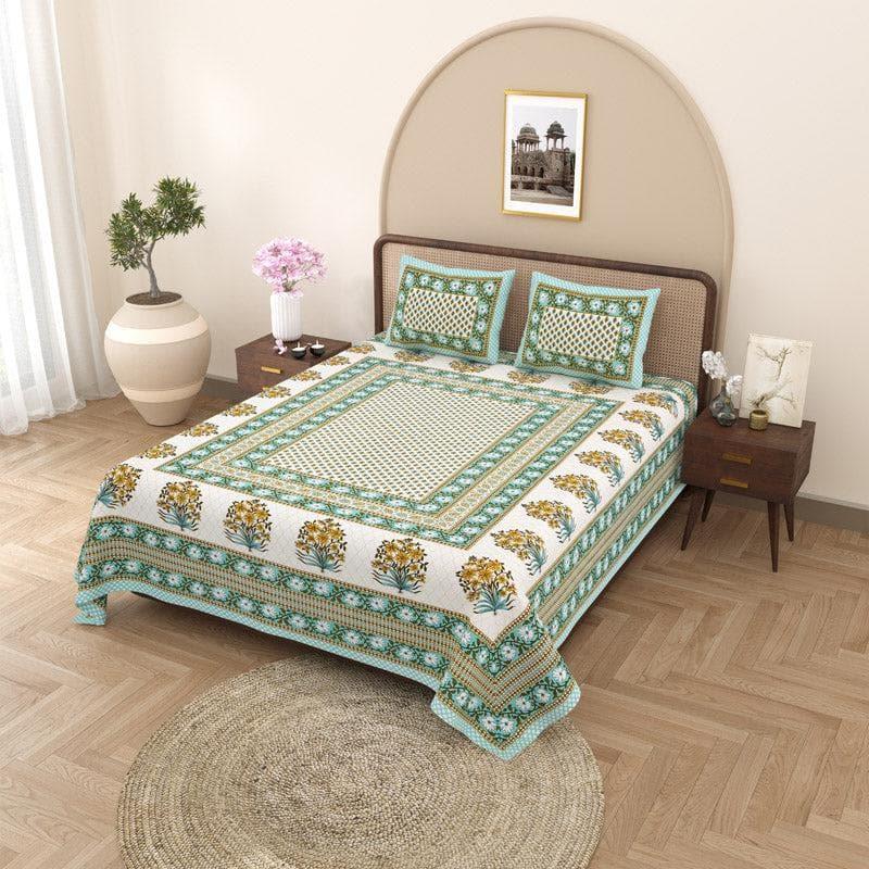 Buy Prerna Ethnic Printed Bedsheet - Green Bedsheets from Vaaree