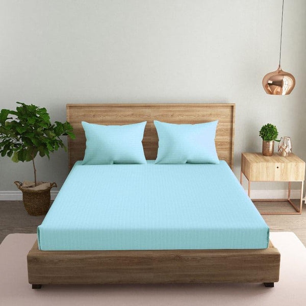 Buy Pristine Solid Bedsheet - Aqua Blue Bedsheets from Vaaree