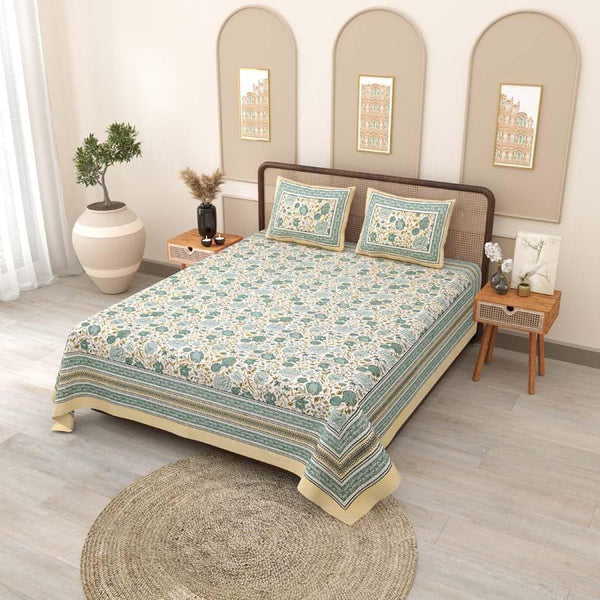 Buy Bedsheets - Qushi Printed Bedsheet - Blue at Vaaree online