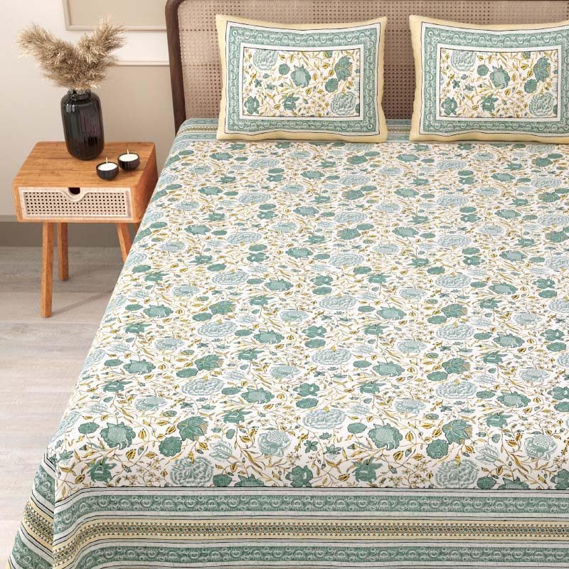 Buy Bedsheets - Qushi Printed Bedsheet - Blue at Vaaree online