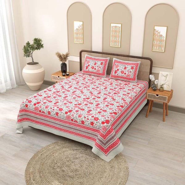 Buy Bedsheets - Qushi Printed Bedsheet - Pink at Vaaree online