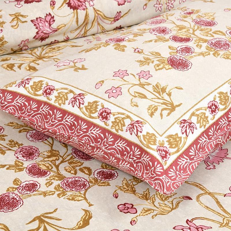 Buy Rachna Floral Bedsheet - Beige & Ivory Bedsheets from Vaaree