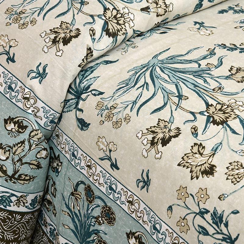 Buy Rachna Floral Bedsheet - Blue & Beige Bedsheets from Vaaree