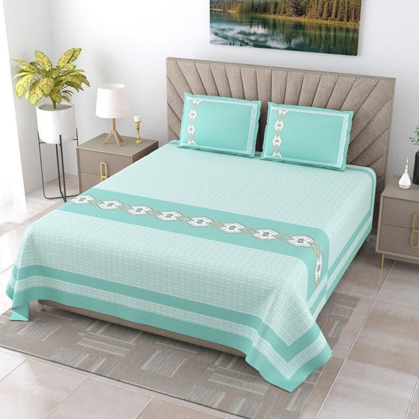 Buy Recorra Printed Bedsheet - Teal Bedsheets from Vaaree