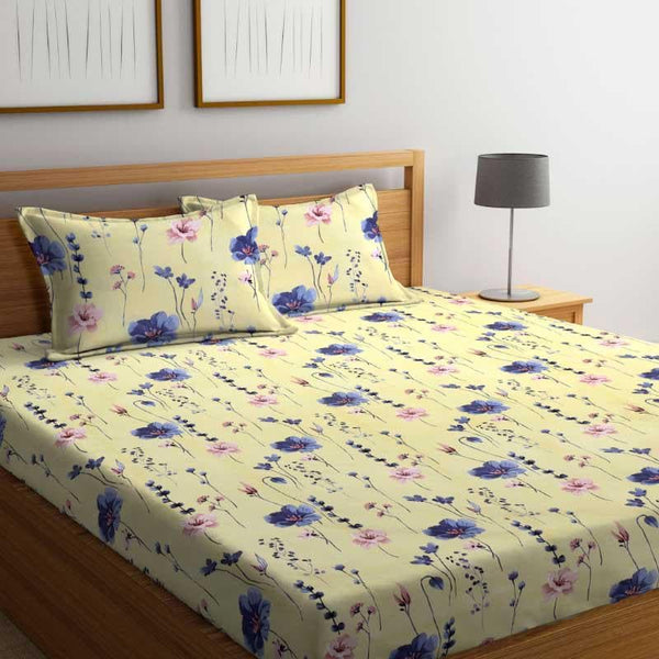 Buy Reese Printed Bedsheet _ Yellow Bedsheets from Vaaree