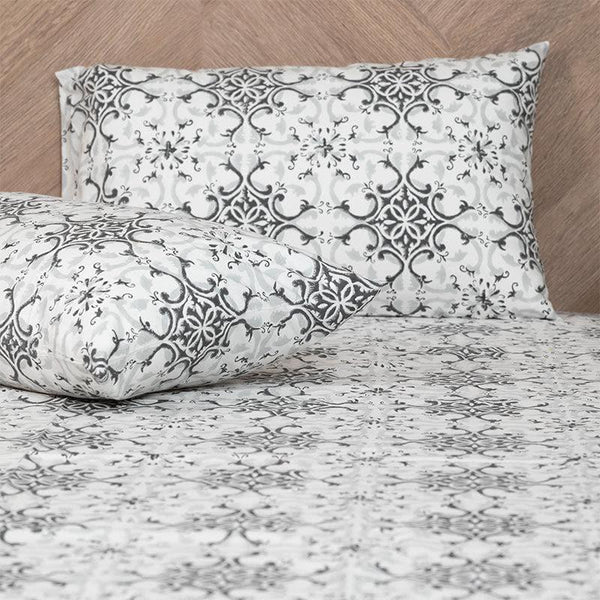 Buy Regal Charm Ethnic Printed Bedsheet - Grey Bedsheets from Vaaree