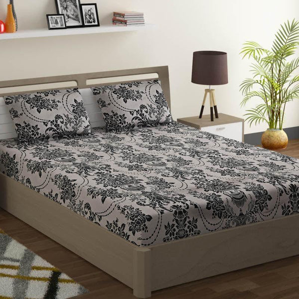 Buy Bedsheets - Regal Dreamscape Bedsheet - Dark Grey at Vaaree online