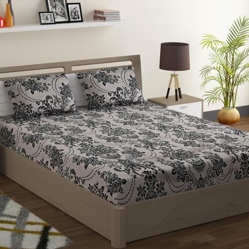 Buy Regal Dreamscape Bedsheet - Dark Grey Bedsheets from Vaaree