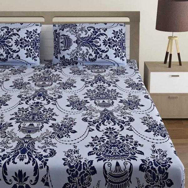 Bedsheets - Regal Dreamscape Bedsheet - Light Blue