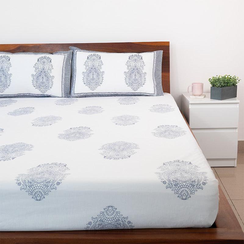 Buy Regal Ethnic Blockprint Bedsheet - Dark Blue Bedsheets from Vaaree