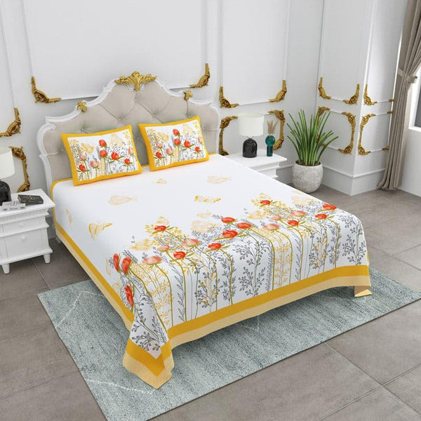 Buy Rose Fusion Floral Bedsheet - Yellow Bedsheets from Vaaree