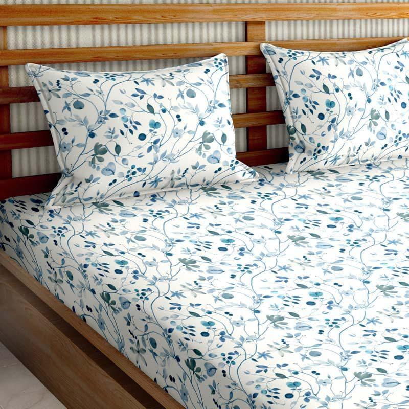 Buy Rosey Retreat Bedsheet - Blue Bedsheets from Vaaree