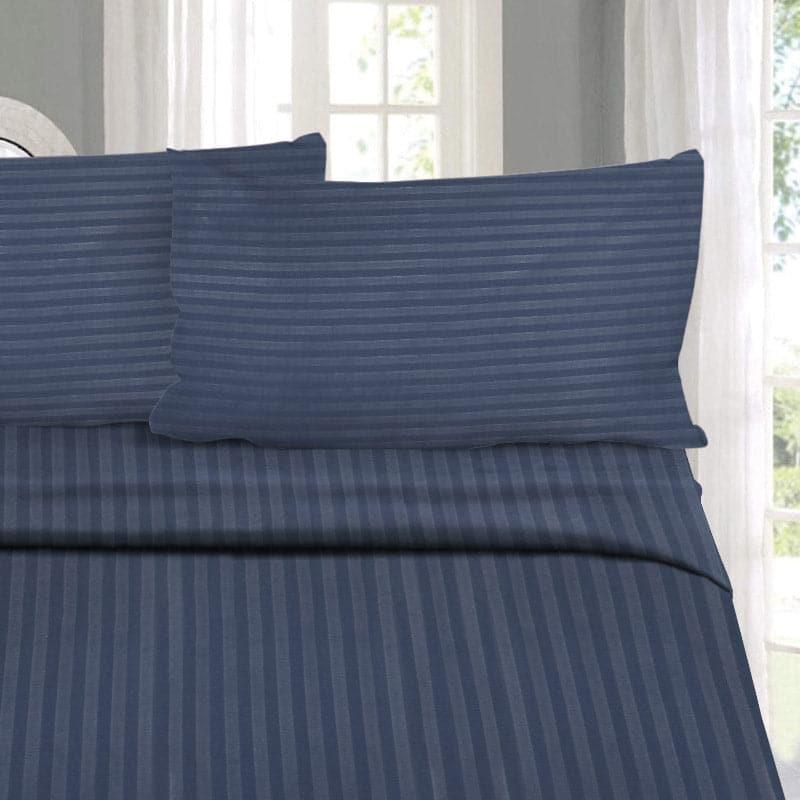 Bedsheets - Royal Stripe Bedsheet - Mid Blue